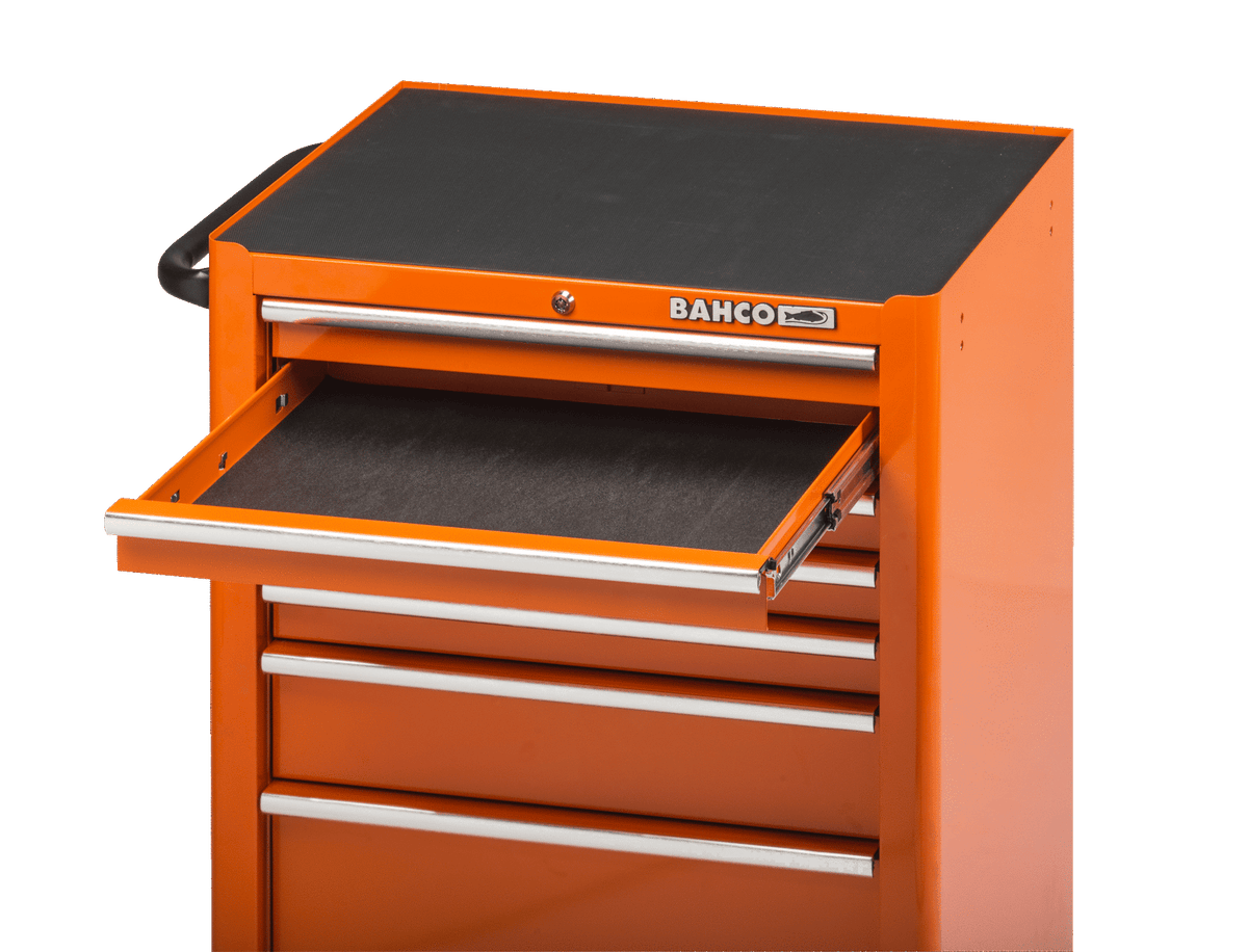 Bahco - Bahco 1475K6 26in Classic C75 Tool Trolley with 6 Drawers - Orange tool chest with multiple drawers, one open. - imagen 4