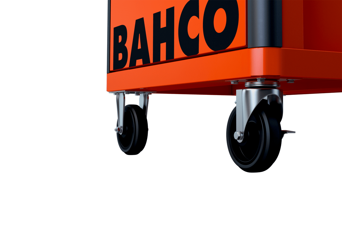 Bahco - Bahco 1472K7 26in E72 Storage HUB Tool Trolley with 7 Drawers Orange - Orange rolling tool cabinet with black caster wheels. - imagen 5
