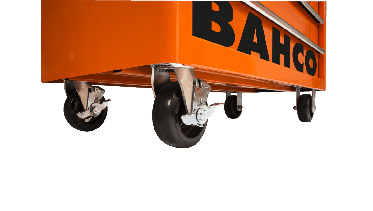 Bahco - Bahco 1475K6 26in Classic C75 Tool Trolley with 6 Drawers - Orange rolling tool chest with swivel caster wheels. - imagen 8