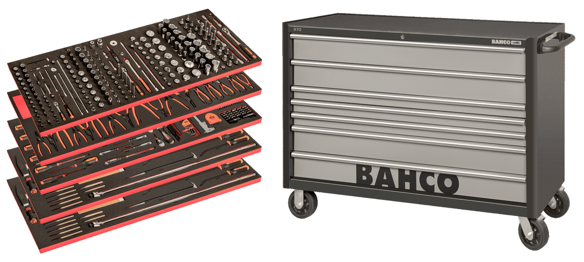 Bahco - Bahco XXL Tool Trolley General Purpose Tool Kit, 488 Piece - Bahco tool chest with organized tools and drawers. - imagen 2