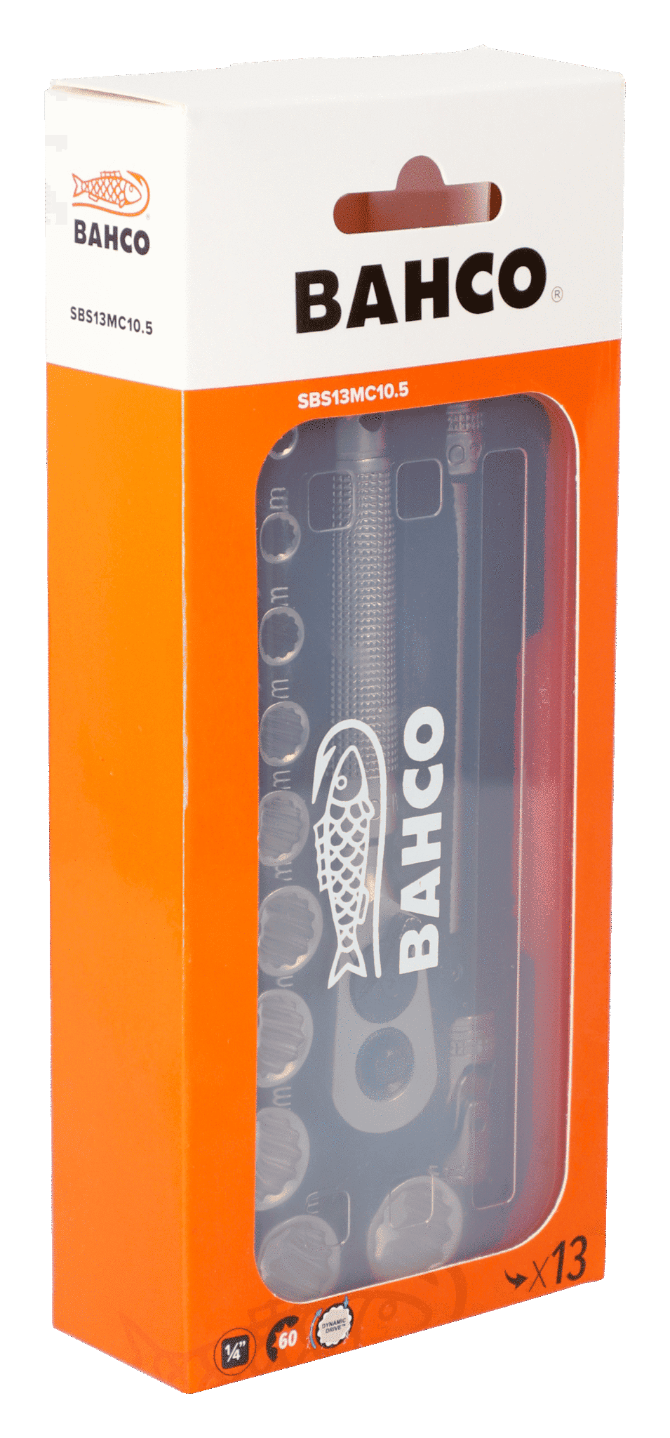 Bahco - Bahco SBS13MC10.5 1/4in Drive Socket Set, 13 Piece - Bahco toolset orange box, includes ratchet and sockets. - imagen 4