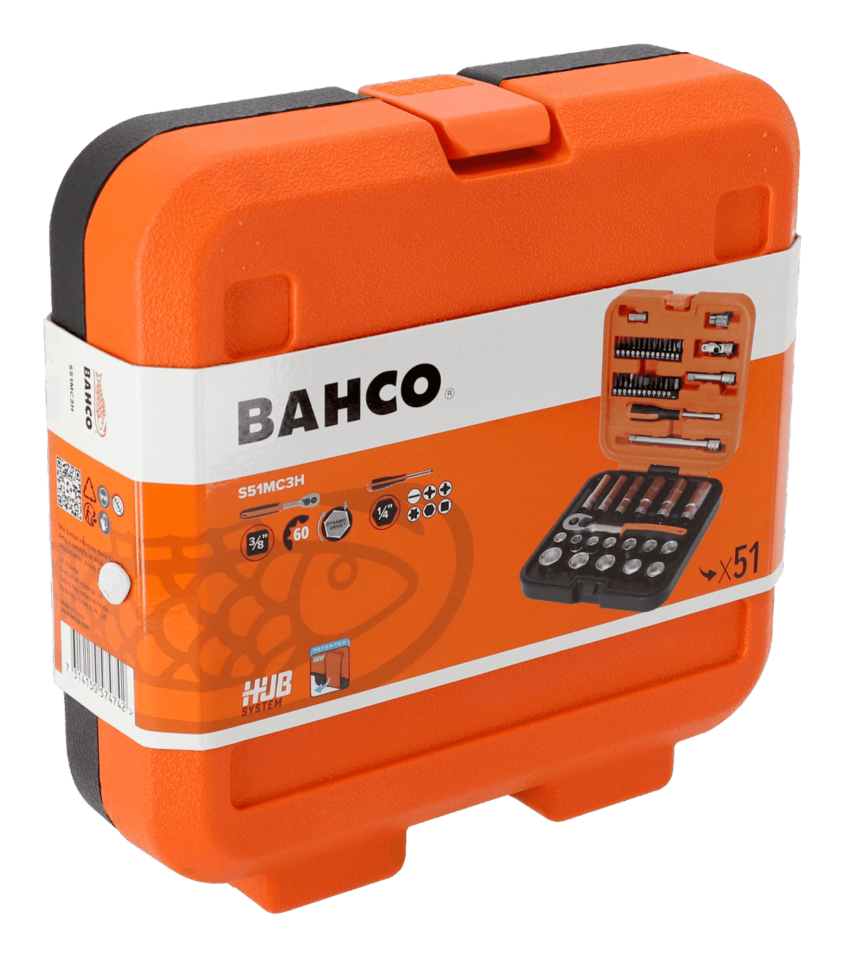 Bahco - Bahco S51MC3H 3/8in Drive Standard and Deep Socket & 1/4in Bit Set, 51 Piece - Orange Bahco toolkit case with socket set. - imagen 10