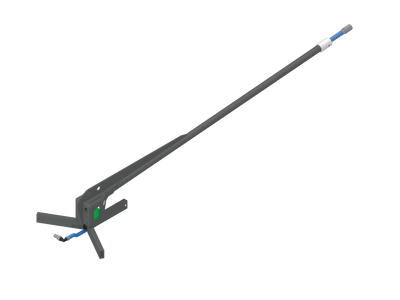 Long-handled tool with a black handle and green footrest on a white background