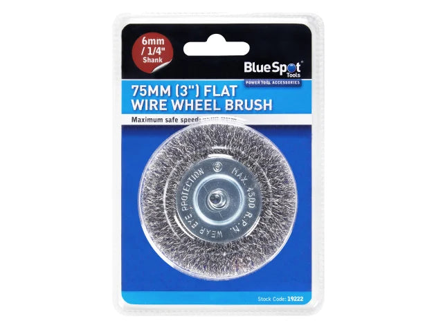 BlueSpot Tools Flat Steel Wire Wheel Brush 75mm x 6mm Arbor – – Now available at MTN Shop UK. - imagen 2