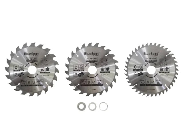 BlueSpot Tools 190mm Circular Saw Blade Set, 3 Piece – – Now available at MTN Shop UK. - imagen 2