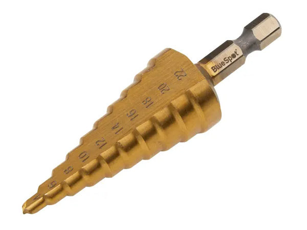 BlueSpot Tools HSS 1/4in Hex Shank Step Drill 4-22mm – – Now available at MTN Shop UK.