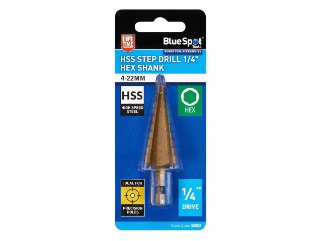 BlueSpot Tools HSS 1/4in Hex Shank Step Drill 4-22mm – – Now available at MTN Shop UK. - imagen 2