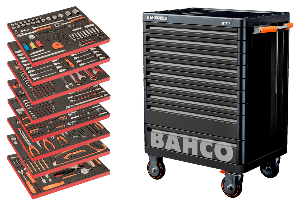 Bahco - Bahco AUTO Tool Trolley Auto Repair Tool Kit, 357 Piece - Bahco tool cabinet with organized drawers and lockable wheels. - imagen 2