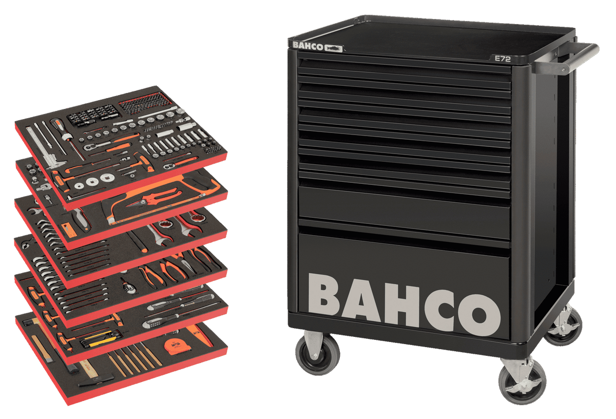 Bahco - Bahco LARGE Tool Trolley General Purpose Tool Kit, 346 Piece - Bahco tool trolley with organized tool trays. - imagen 2