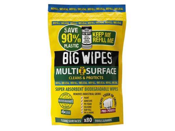 Big Wipes Multi-Surface Bio Pro+ Antiviral Wipes (Refill Pouch 80 Wipes) – – Now available at MTN Shop UK.
