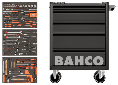 Bahco BASIC Tool Trolley General Purpose Tool Kit, 158 Piece