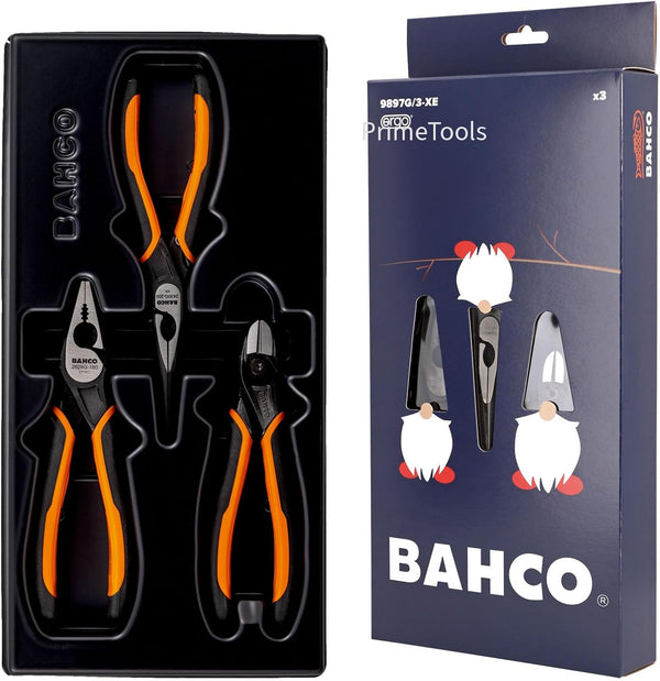 Bahco - Bahco XMAS 9897G/3-XE Plier Set, 3 Piece - Bahco plier set with ergonomic orange and black handles.