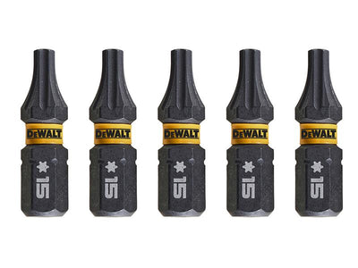 DeWALT Power Tools EXTREME FlexTORQ Bits T15 x 25mm (Pack 5)