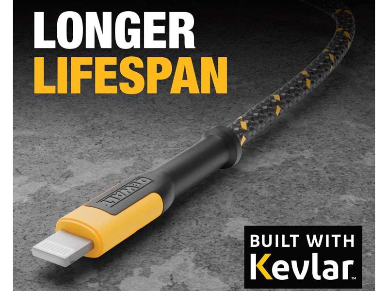 DEWALT Telecoms USB A to Lightning® Reinforced Charging Cable 1.2m (4ft)