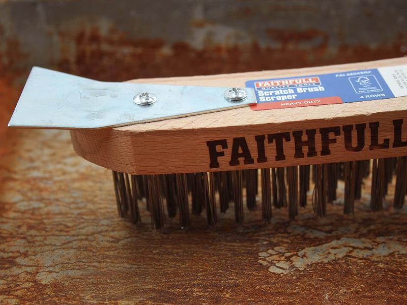 Faithfull Heavy-Duty Scratch Brush with Scraper - 4 Row - imagen 3