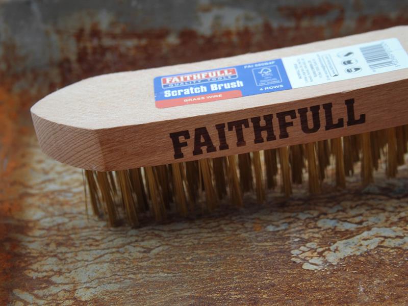 Faithfull Brass Scratch Brush, Four Row - imagen 3