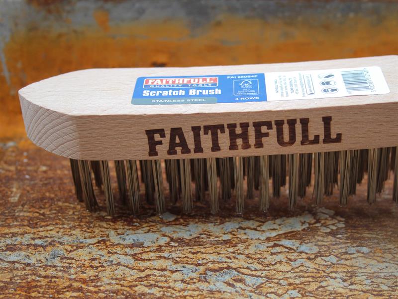 Faithfull Heavy-Duty Stainless Steel Scratch Brush, 4 Row - imagen 3