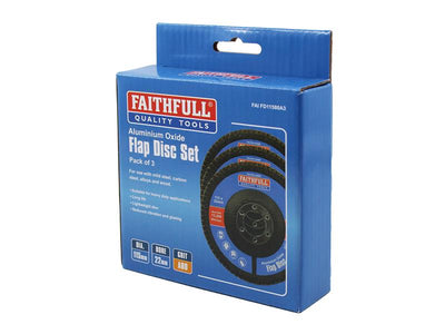 Faithfull Aluminium Oxide Flap Disc 115 x 22mm 80 Grit (3 Pack)