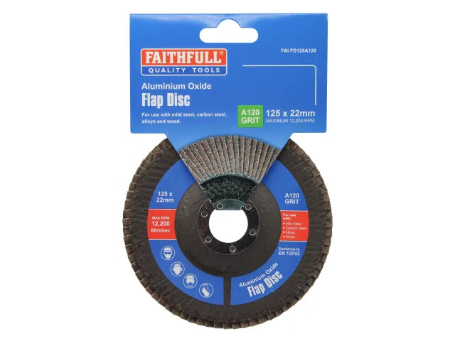 Faithfull Aluminium Oxide Flap Disc 125 x 22mm 120 Grit – – Now available at MTN Shop UK. - imagen 4