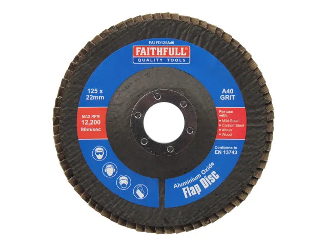 Faithfull Aluminium Oxide Flap Disc 125 x 22mm 40 Grit – – Now available at MTN Shop UK. - imagen 2