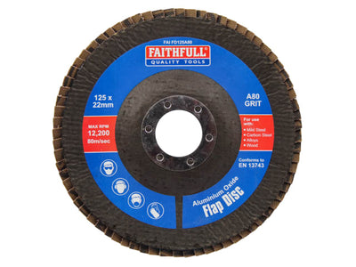 Faithfull Aluminium Oxide Flap Disc 125 x 22mm 80 Grit – – Now available at MTN Shop UK.