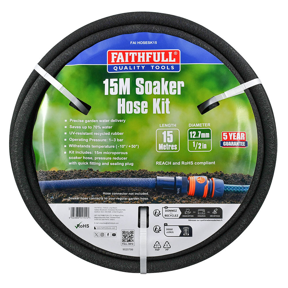 Faithfull 15 Metre Soaker Hose Kit retail packaging - imagen 2