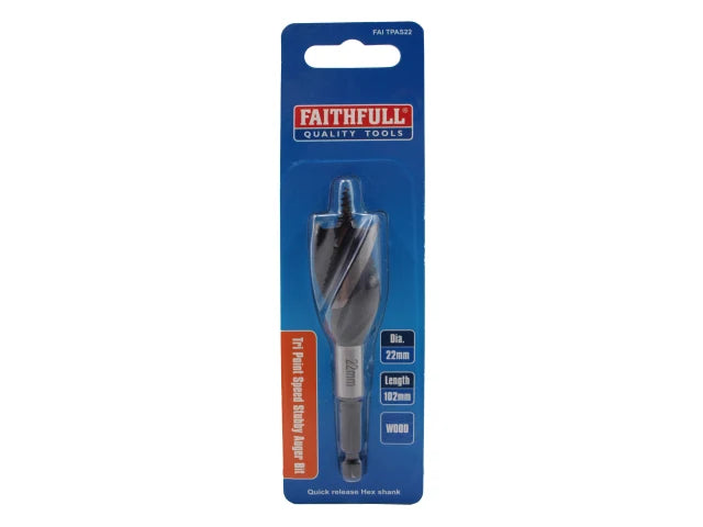 Faithfull Tri-Point Speed Auger Bit 22mm Stubby – – Now available at MTN Shop UK. - imagen 2