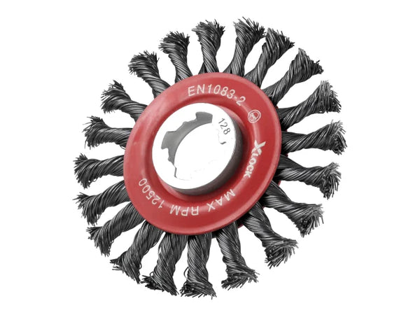 Faithfull X-LOCK Conical Wire Brush 115mm M14x2, 0.50mm Steel Wire – – Now available at MTN Shop UK.