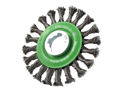 Faithfull X-LOCK Conical Wire Brush 115mm M14x2, 0.50mm Stainless Steel Wire – – Now available at MTN Shop UK.