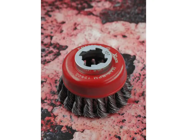 Faithfull X-LOCK Wire Cup Brush Twist Knot 75mm M14x2, 0.50mm Steel Wire – – Now available at MTN Shop UK. - imagen 4