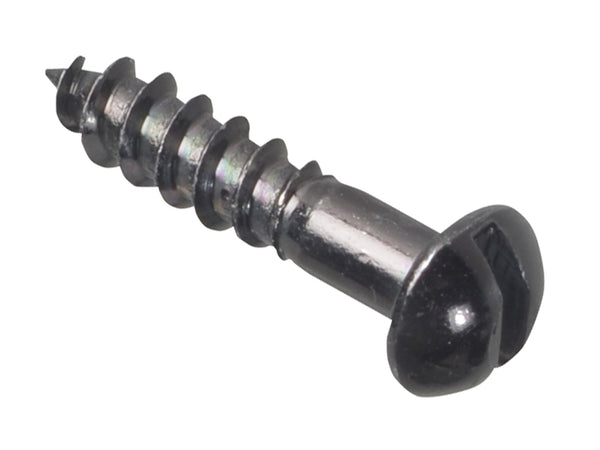 ForgeFix Wood Screw Slotted Round Head ST Black Japanned 3/4in x 8 Forge Pack 25