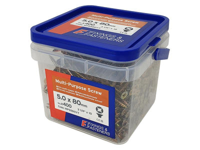 ForgeFix Multi-Purpose Pozi Compatible Screw CSK ST ZYP 5.0 x 80mm Tub 400