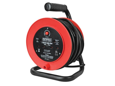 Faithfull Open Drum Cable Reel 240V 13A 2-Socket 15m – – Now available at MTN Shop UK.