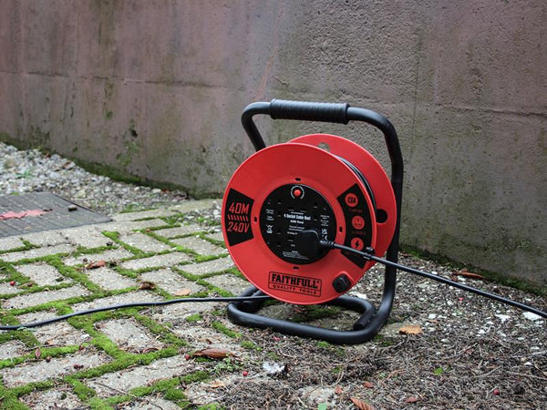 Faithfull Power Plus Open Cable Reel 240V 40m 13A 4 Socket (1.25mm Cable)