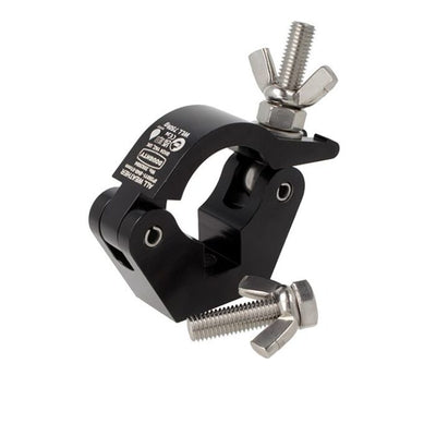 Doughty All Weather Slimline Hook Clamp - Black aluminum truss clamp with wing nut fasteners.