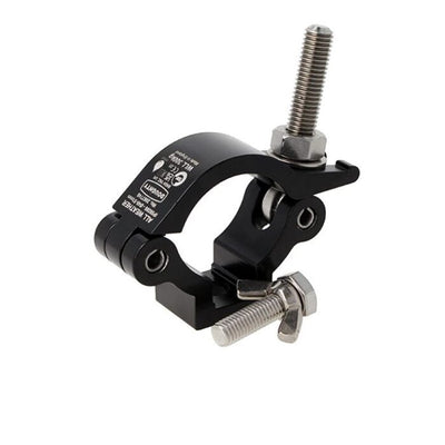 Doughty All Weather Slimline Lightweight Hook Clamp - Black aluminum heavy-duty mounting clamp with bolts.