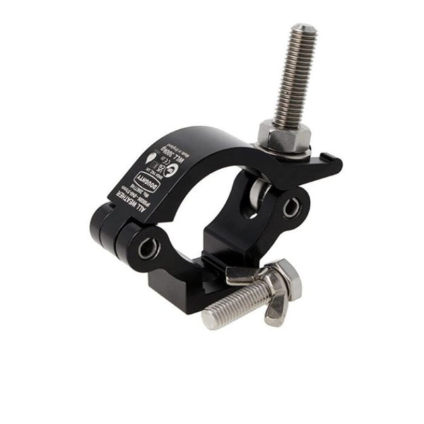 Doughty All Weather Slimline Lightweight Hook Clamp - Black aluminum heavy-duty mounting clamp with bolts.