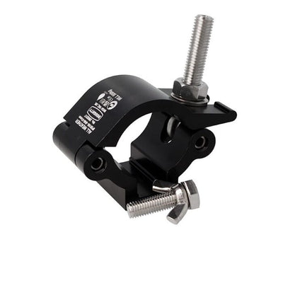 Doughty All Weather Lightweight Hook Clamp - Black aluminum truss clamp with bolts, heavy-duty.