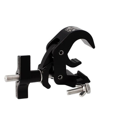 Doughty All Weather Slimline Quick Trigger Hook Clamp - Heavy-duty black C-clamp for stage lighting.
