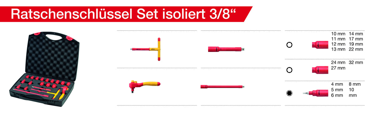Wiha Insulated 3/8in Ratchet Wrench Set, 21 Piece (inc. Case) – – Now available at MTN Shop UK. - imagen 2