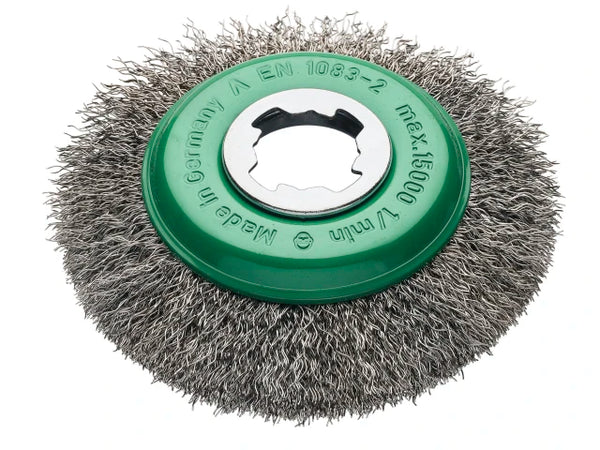 Lessmann X-Lock Crimp Stainless Steel Bevel Brush 115mm Non Spark – – Now available at MTN Shop UK.