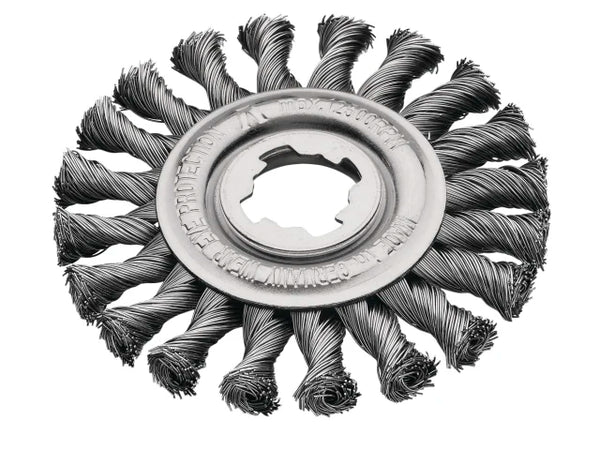 Lessmann X-Lock Steel Knot Wheel Brush 115mm Non Spark – – Now available at MTN Shop UK.