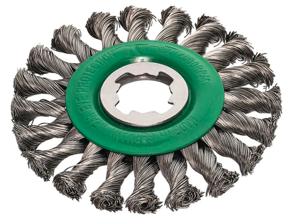 Lessmann X-Lock Stainless Steel Knot Wheel Brush 115mm Non Spark – – Now available at MTN Shop UK.