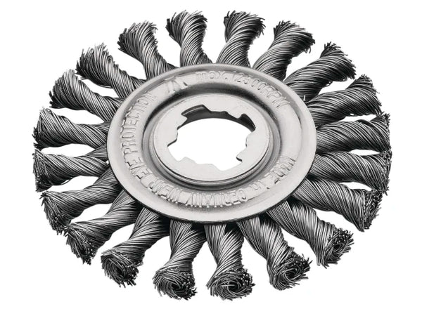 Lessmann X-Lock Steel Knot Wheel Brush 125mm Non Spark – – Now available at MTN Shop UK.