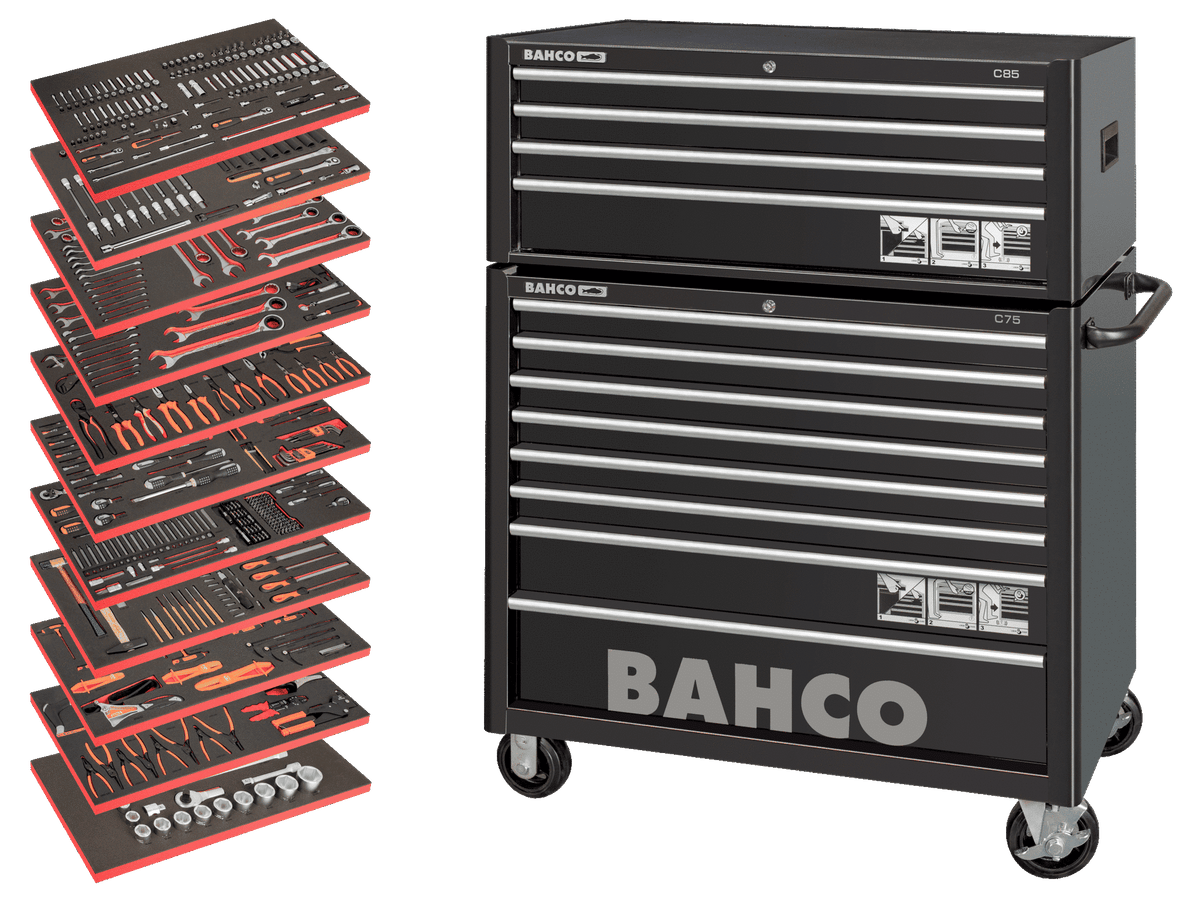 Bahco - Bahco MONSTER Tool Trolley General Purpose Tool Kit, 758 Piece - Bahco tool chest with organized tool trays and drawers. - imagen 3
