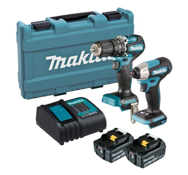Makita - Makita DLX2414ST Combi Kit 18V 2 x 5.0Ah Li-ion - Makita cordless drill set with case and batteries.
