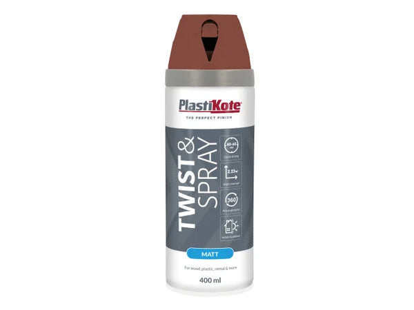 PlastiKote Twist & Spray Matt 400ml Pantile Red – – Now available at MTN Shop UK.