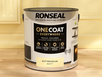 Ronseal One Coat Everywhere Interior Paint Buttercream Matt 2.5 litre – – Now available at MTN Shop UK.