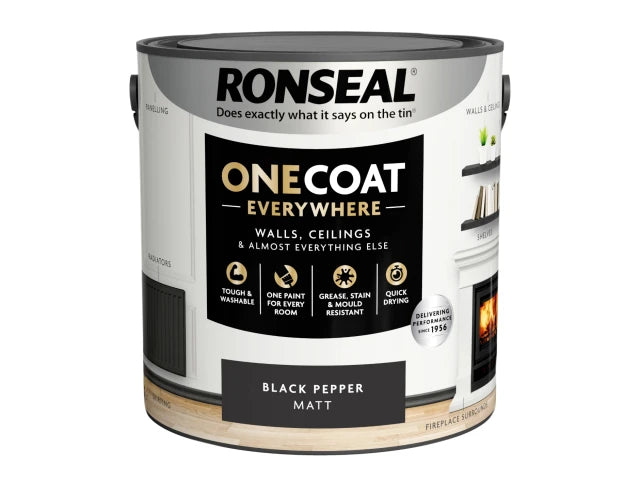 Ronseal One Coat Everywhere Interior Paint Black Pepper Matt 2.5 litre – – Now available at MTN Shop UK. - imagen 3
