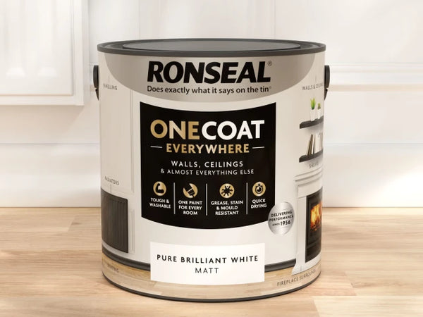 Ronseal One Coat Everywhere Interior Paint Pure Brilliant White Matt 2.5 litre – – Now available at MTN Shop UK.